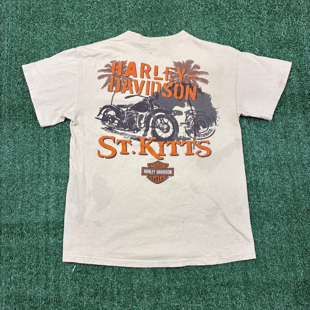Y2K 2000's Harley Davidson St. Kitts Biker Graphic T-shirt